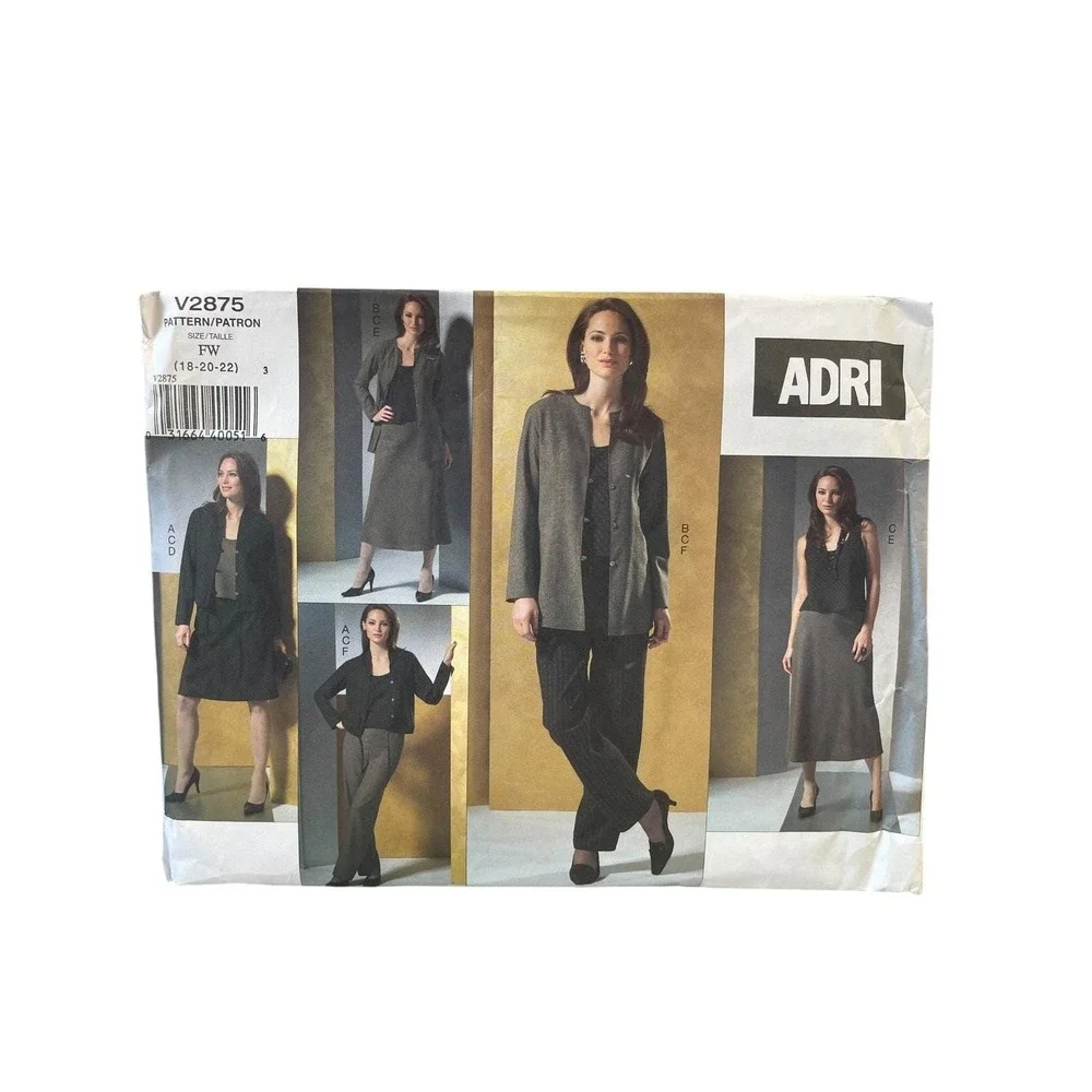 ADRI V2875 Jacket Top Skirts Pants Size 18-22 Classic Fashion Pattern